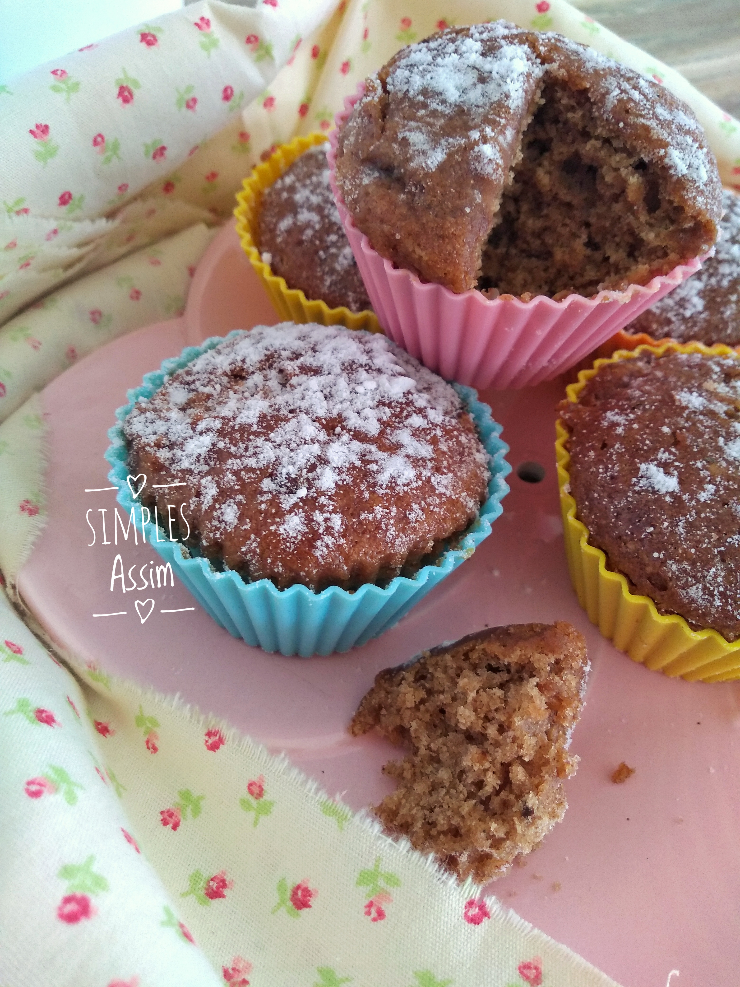 Muffins de banana com chocolate: fáceis de fazer e muito gostosos.