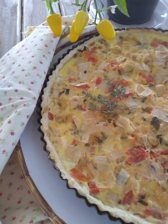 Essa Quiche de palmito refogado é leve e muito saborosa.